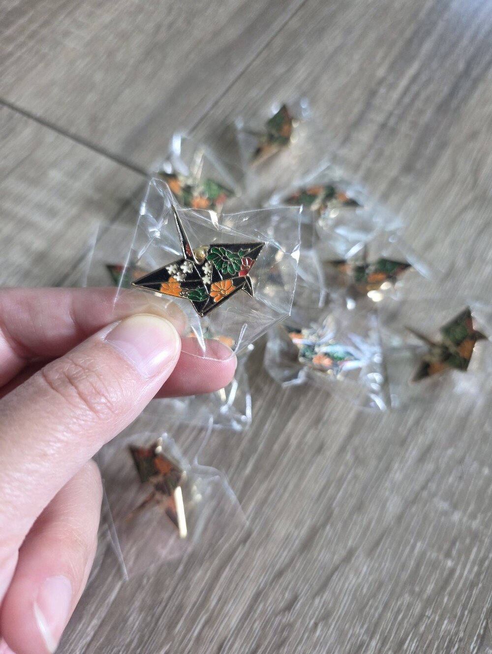 Floral Paper Crane Pins